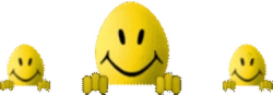 three smiling eggs